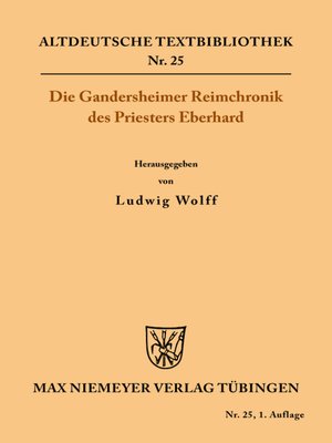 cover image of Die Gandersheimer Reimchronik
